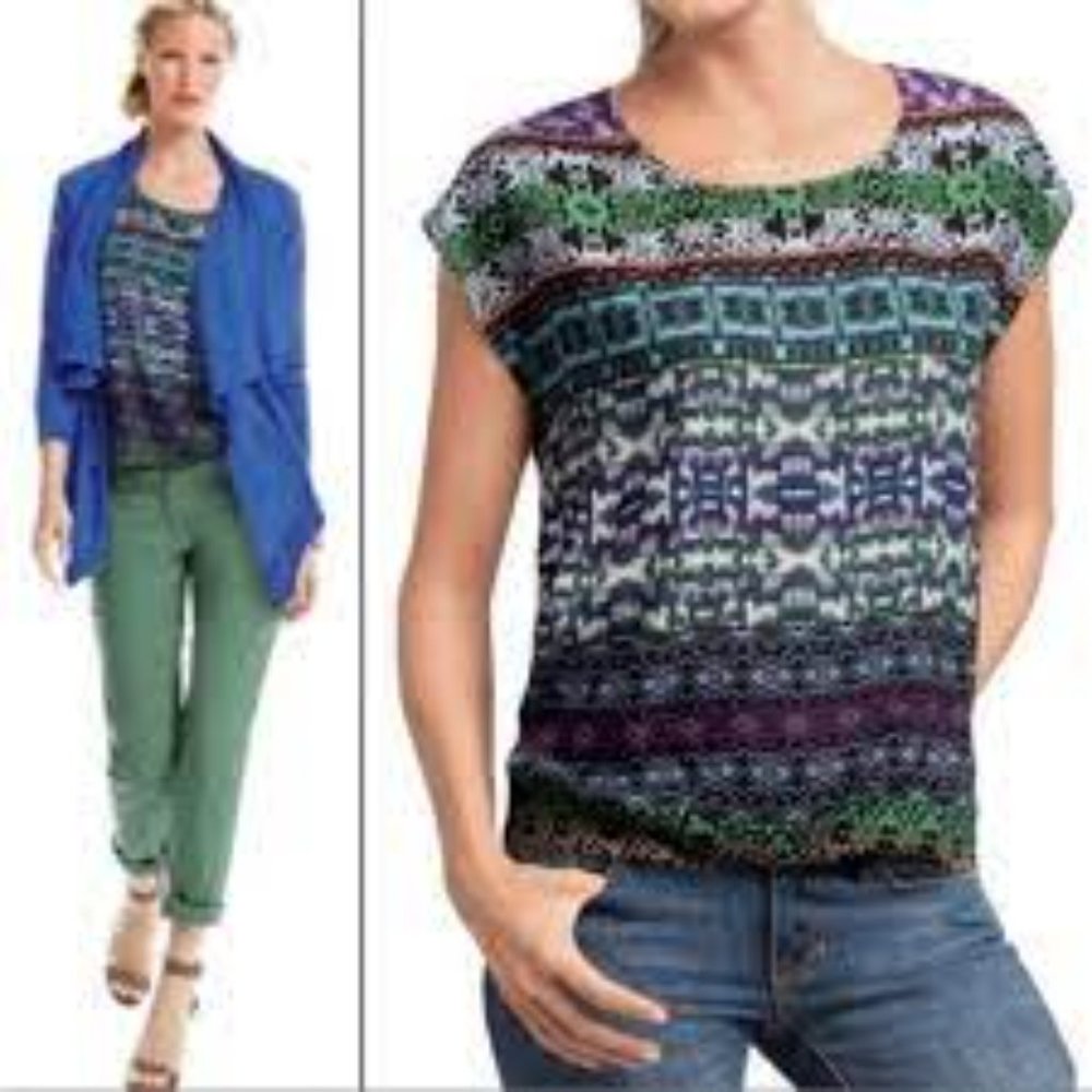 CAbi #832 Covet Blouse in Multi-Color Geometric Print